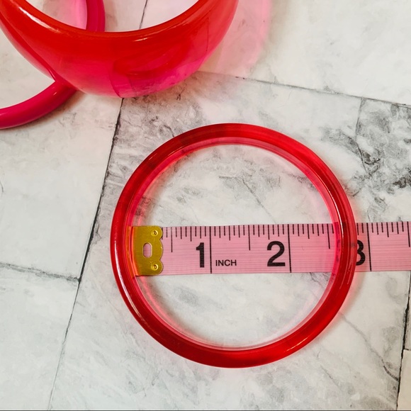 Set of 3 Pink Plastic Bangle Bracelets - Picture 6 of 7